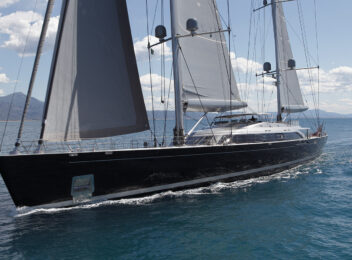 Sybaris sailing super yacht perini navi running shot credit giuliano sargentini