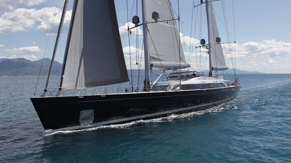 Sybaris sailing super yacht perini navi running shot credit giuliano sargentini